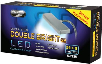 Aqua Zonic Super Slim Double Bright G2  LED Clamp Light Black 24+4 Bulb