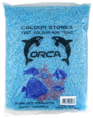 Orca Coloured Aquarium Stones Small pieces Pastel Blue 1kg