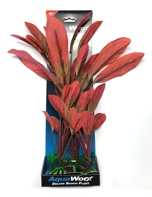Deluxe Bunch Silk Plant 16inch Red Leaves