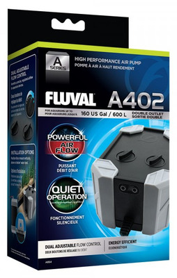 Fluval A402 Aquarium Air Pump Double Outlet with dual adjustable flow control