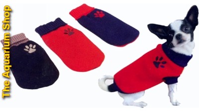 Dog Jumper - Blue with Red Paw  Small 25cm