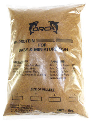 Orca Hi-Protein X-Small Fish Food 1kg Crumbles (size 1 coarse soft granules)