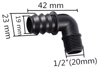 Threaded Elbow Fitting 20mm to 20mm Barbed